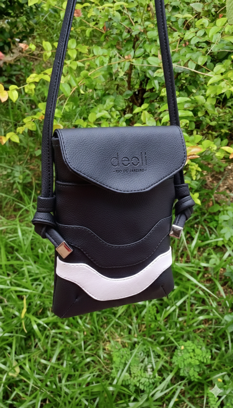 bolsa tiracolo shoulder preto e branca copacabana